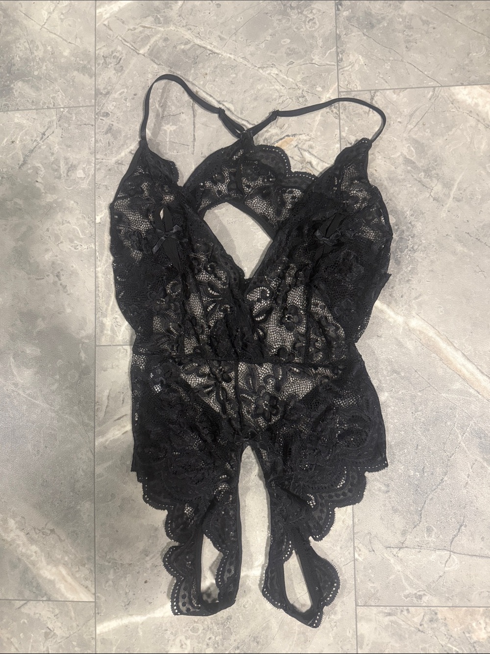 Women's Black Lace Teddy Bodysuit - Intimates